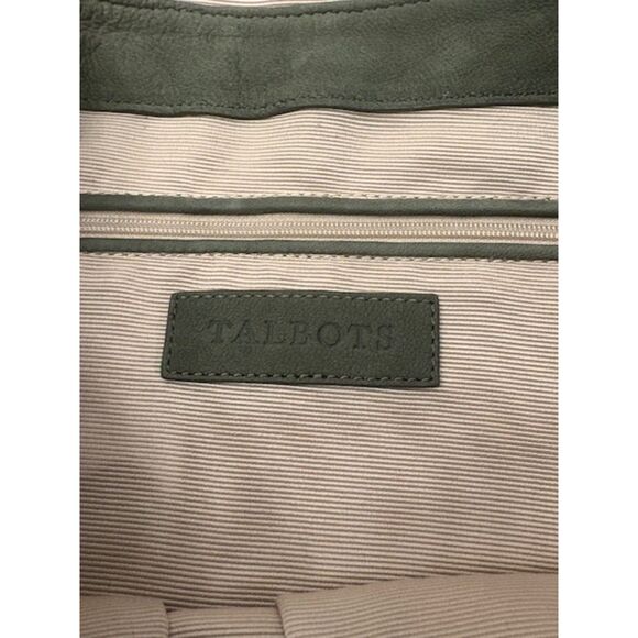 Talbots Suede Saddle Hobo Duffel Bag Large Moss Green Giftable NWOT - Picture 7 of 9